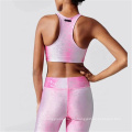 Sublimación personalizada ropa de ropa activa yoga ropa de alto impacto ejercicio de gimnasio deportes deportivos atléticos con tops de bolsillo y leggings set